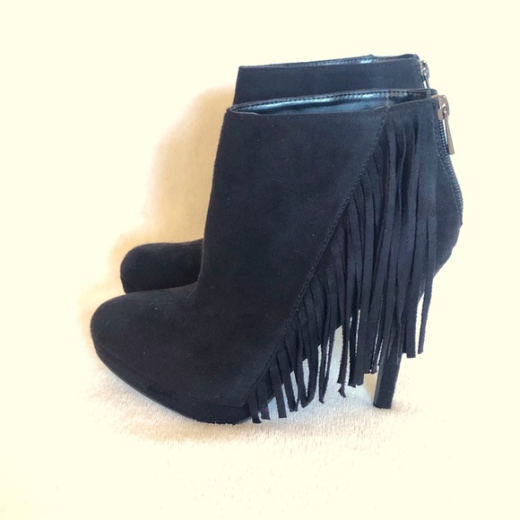 Wild Diva Shoes - Wild Diva Suede Fringe High Heel Booties Size 7